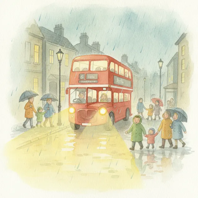 The Bus That Shared Its Lights story for kids illustration