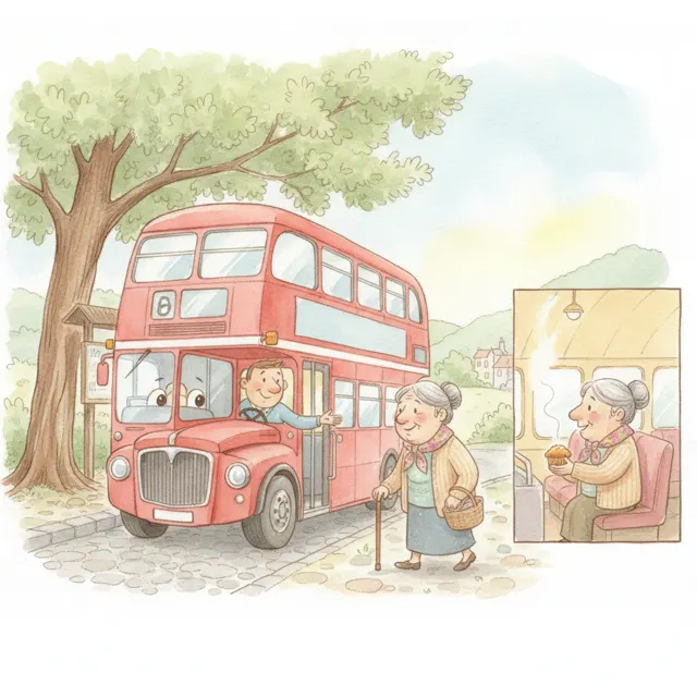 The Bus Who Waited for Grandma story for kids illustration