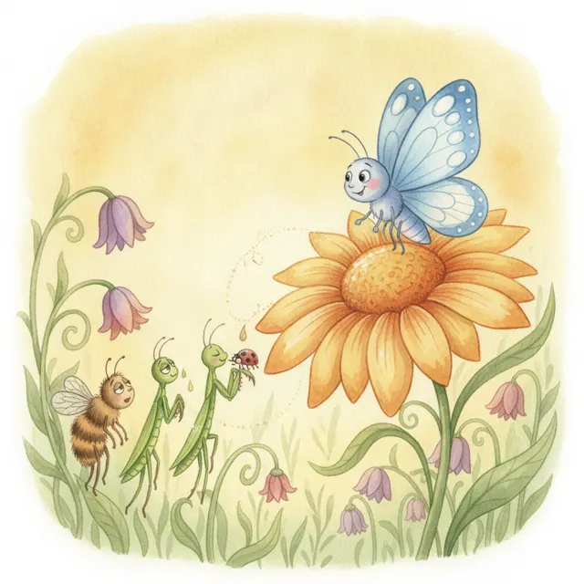 The Butterfly Who Shared the Flower story for kids illustration
