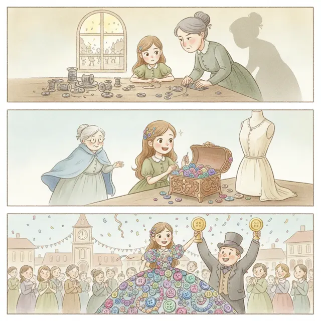 The Button Girl's Big Wish story for kids illustration