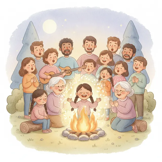 The Campfire Song Nobody Knew story for kids illustration