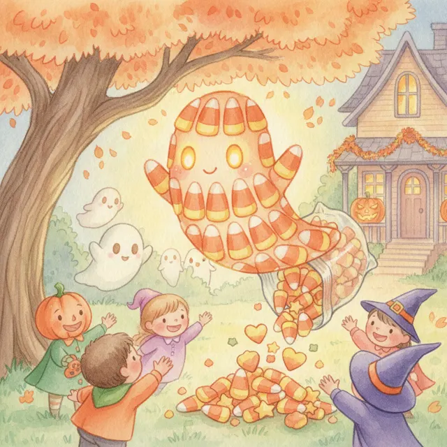 The Candy Corn Ghost story for kids illustration