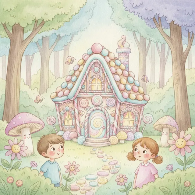 The Candy Cottage Secret story for kids illustration