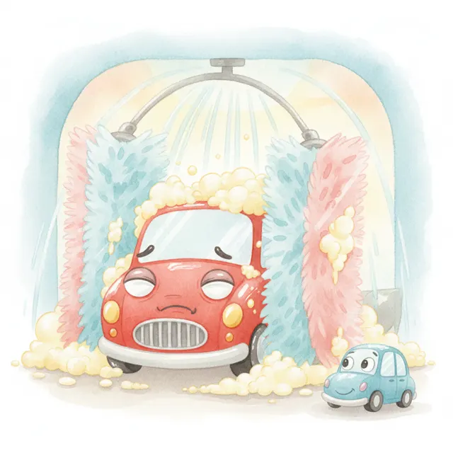 The Car Wash Surprise story for kids illustration