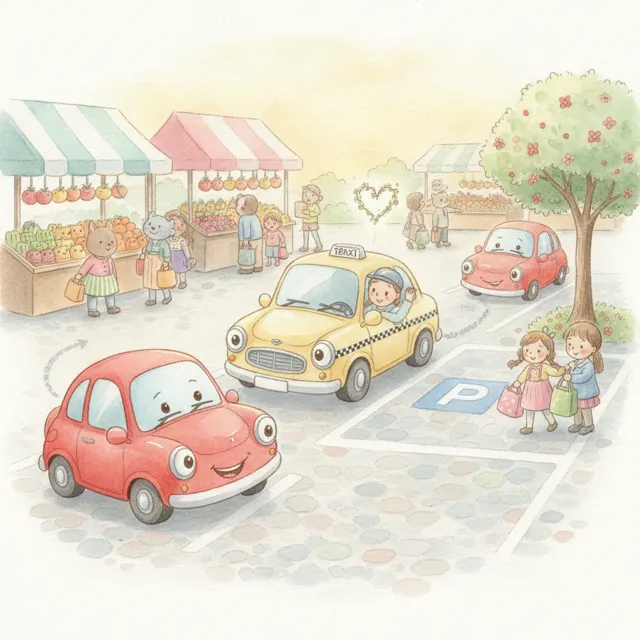 The Car Who Shared the Parking Spot story for kids illustration
