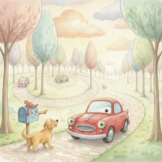 The Car Who Took a Wrong Turn story for kids illustration