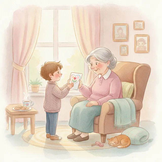 The Card for Grandma Rose story for kids illustration