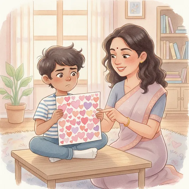 The Card with Too Many Hearts story for kids illustration