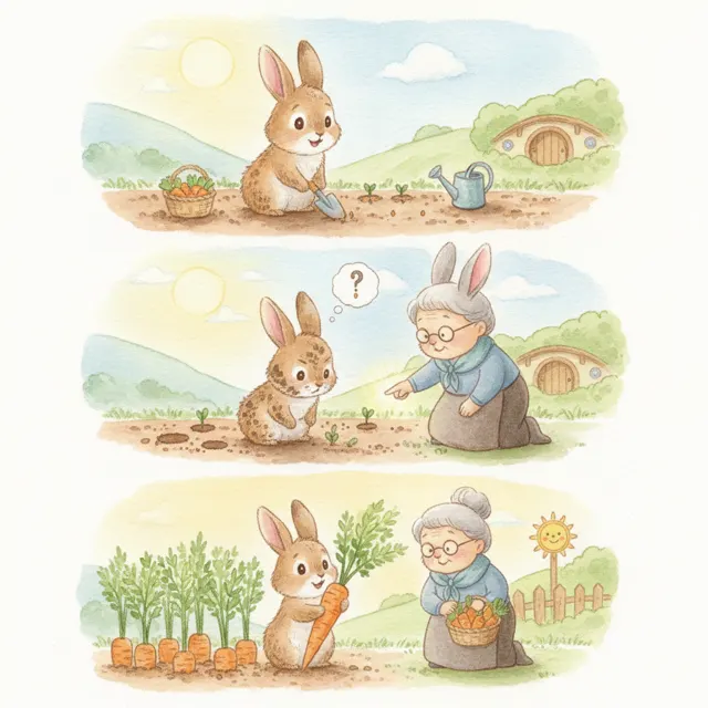 The Carrots Need Time to Grow story for kids illustration