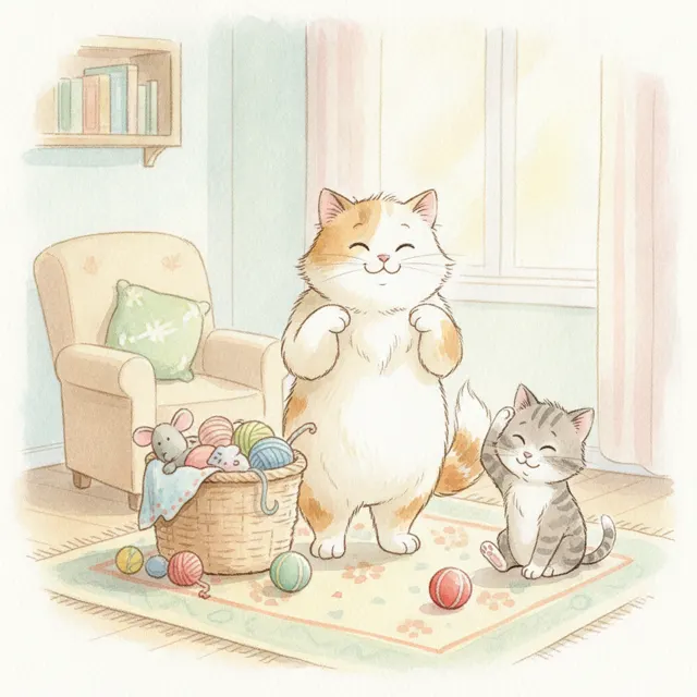 The Cat Who Cleaned Her Toys story for kids illustration
