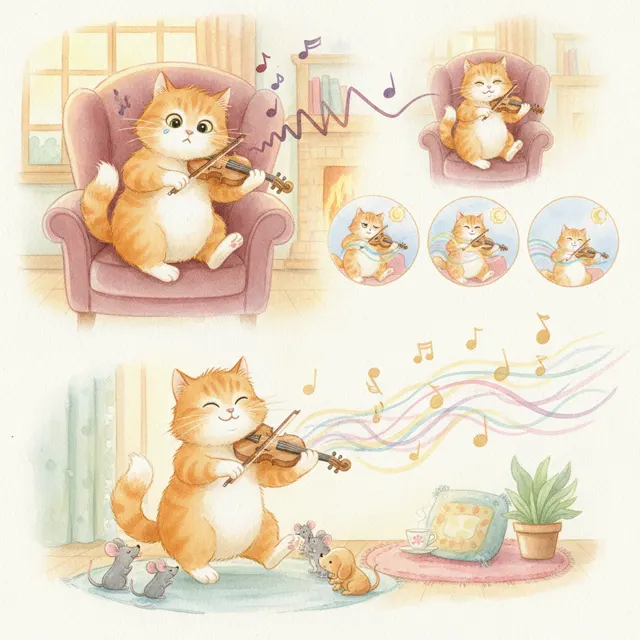 The Cat Who Played the Fiddle story for kids illustration