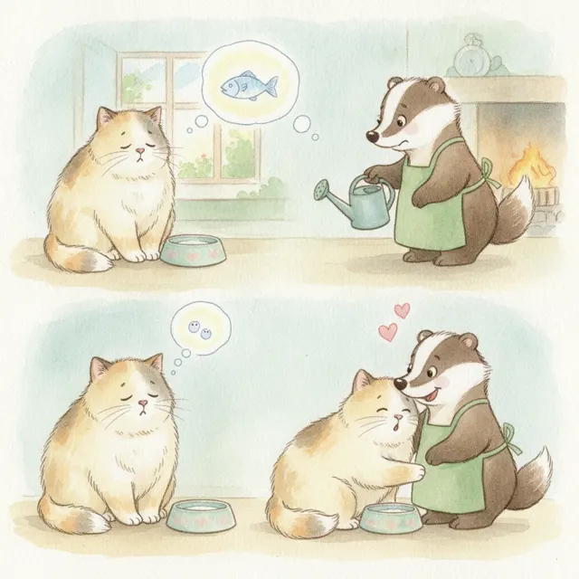 The Cat Who Said Thank You story for kids illustration