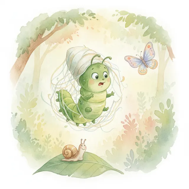 The Caterpillar Who Was in a Hurry story for kids illustration
