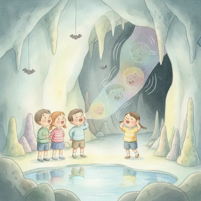 The Cave of Echoes story for kids illustration