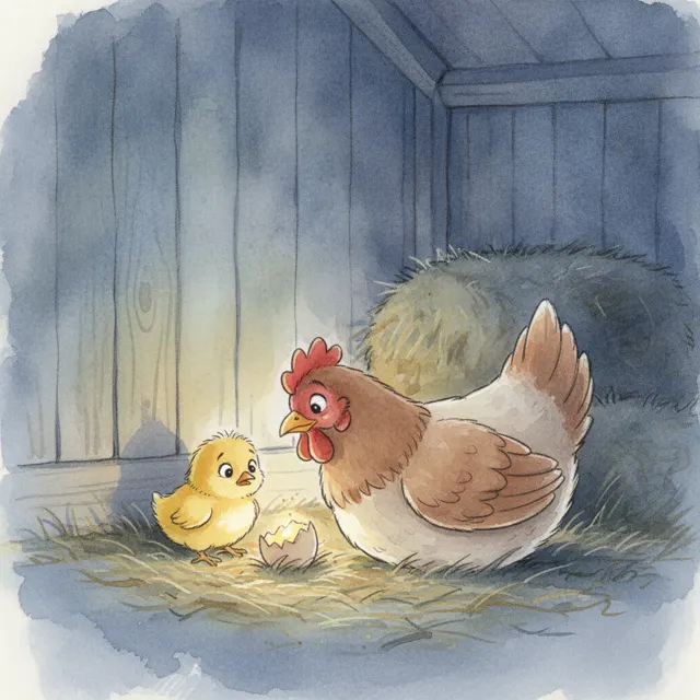 The Chick Who Was Afraid of the Dark story for kids illustration