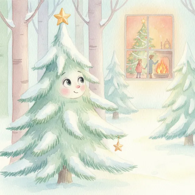 The Christmas Tree That Wanted to Stay Home story for kids illustration