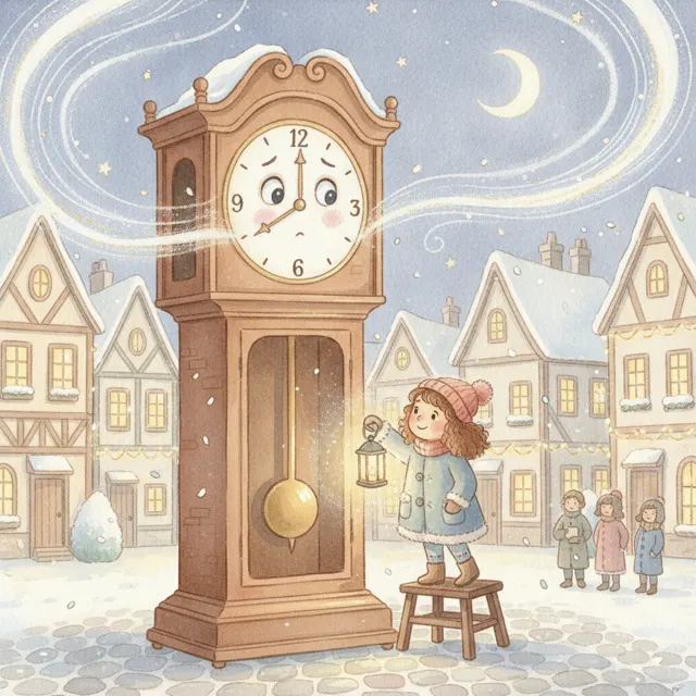 The Clock That Was Scared to Strike Twelve story for kids illustration