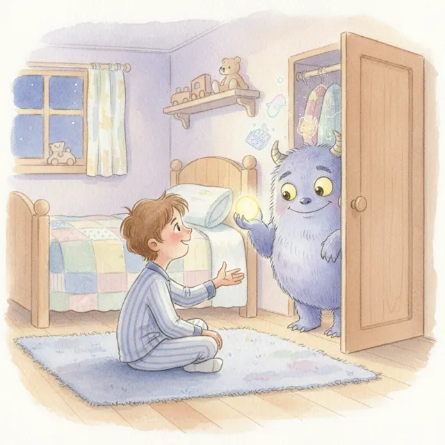 The Closet Monster's Secret story for kids illustration