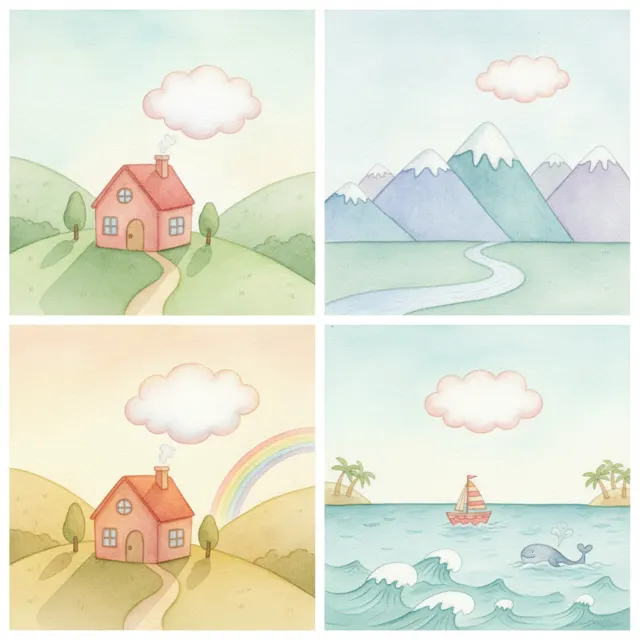 The Cloud Over the Little Red House story for kids illustration