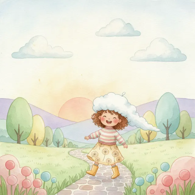 The Cloud That Wanted to Be a Hat story for kids illustration