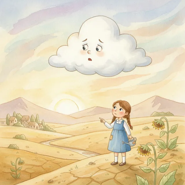 The Cloud Who Forgot to Rain story for kids illustration
