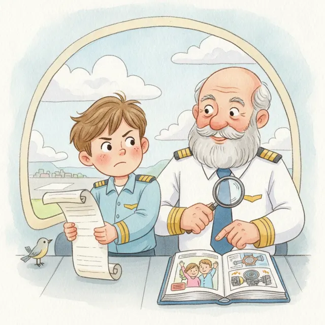 The Co-Pilot's Long Checklist story for kids illustration