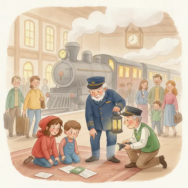 The Conductor and the Lost Ticket story for kids illustration