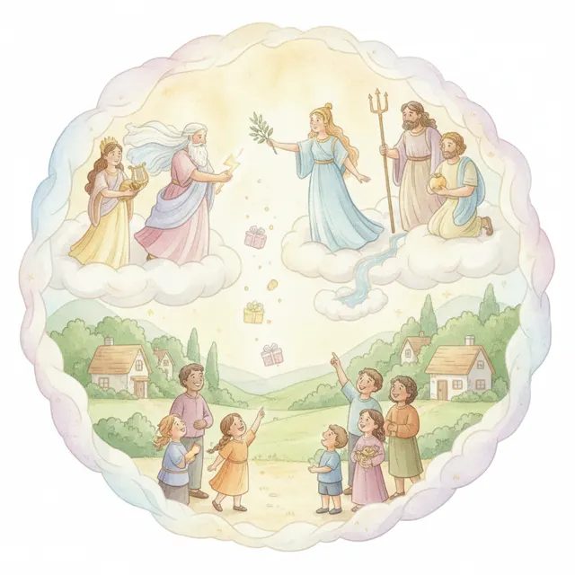 The Contest of Gifts story for kids illustration