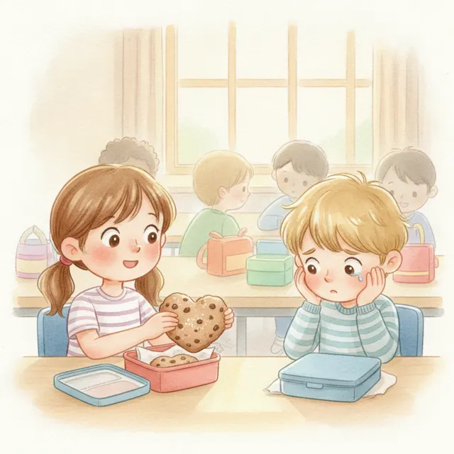 The Cookie Left for a Sad Friend story for kids illustration
