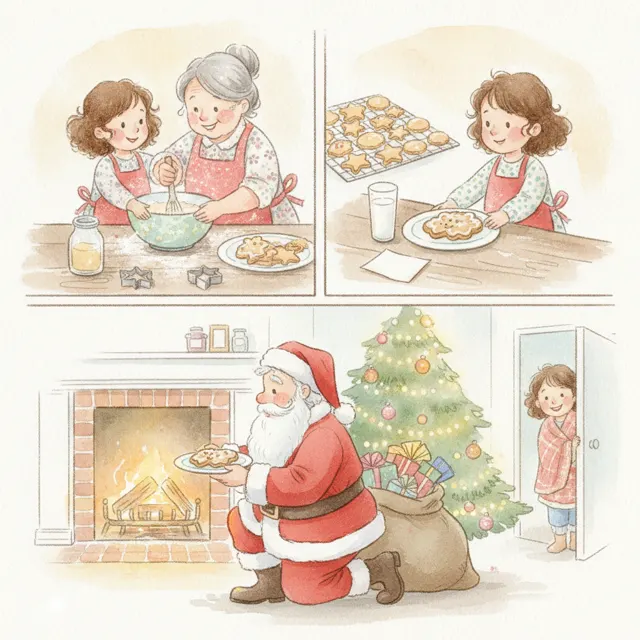 The Cookie Left for Santa story for kids illustration