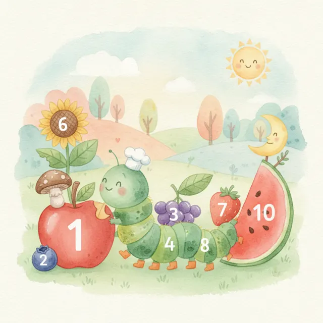 The Counting Caterpillar story for kids illustration