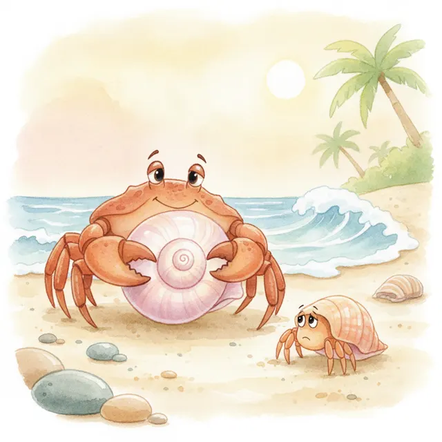 The Crab Who Shared His Best Shell story for kids illustration