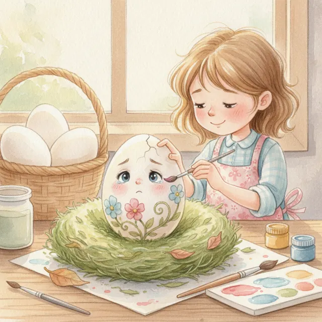 The Cracked Egg story for kids illustration