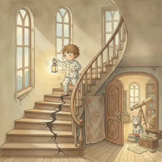 The Creaky Staircase story for kids illustration