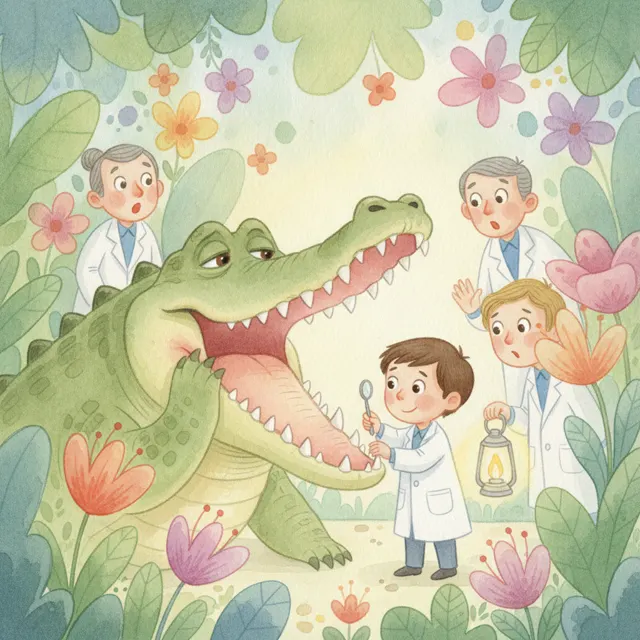The Crocodile's Big Grin story for kids illustration