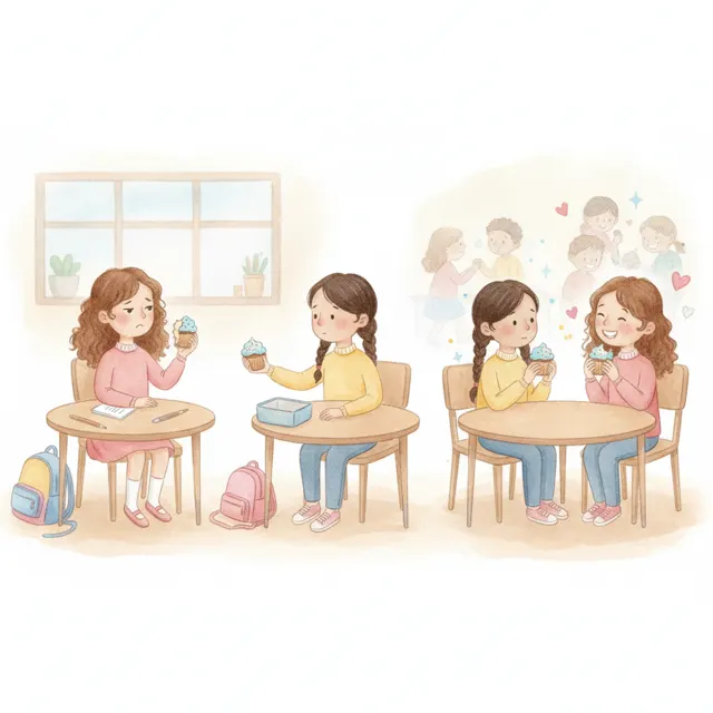 The Cupcake for Mia story for kids illustration