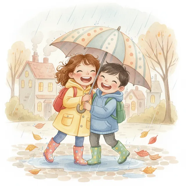 The Day Emma Shared Her Umbrella story for kids illustration