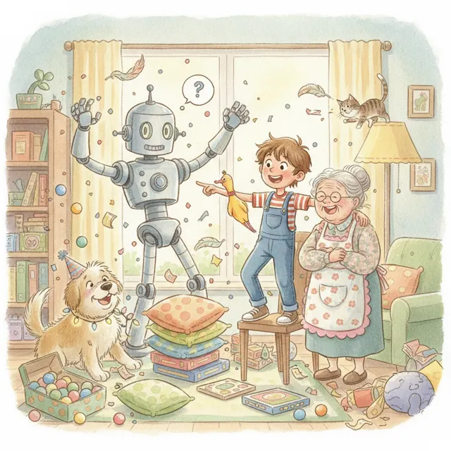 The Day I Taught My Robot About Jokes story for kids illustration