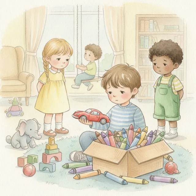 The Day Sam Shared Everything story for kids illustration