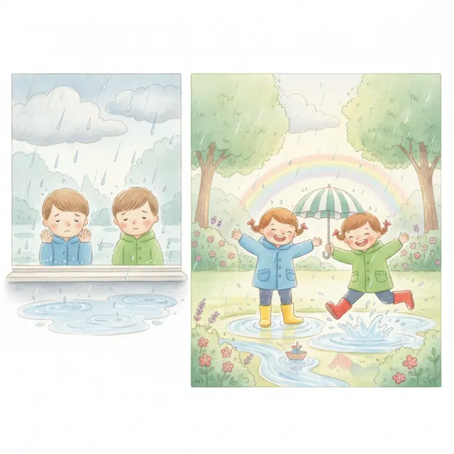 The Day the Rain Came to Play story for kids illustration