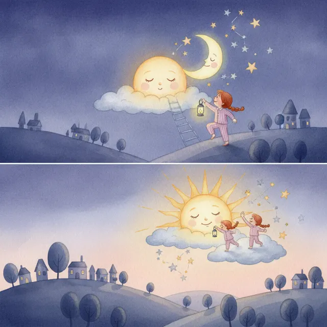 The Day the Sun Slept Late story for kids illustration