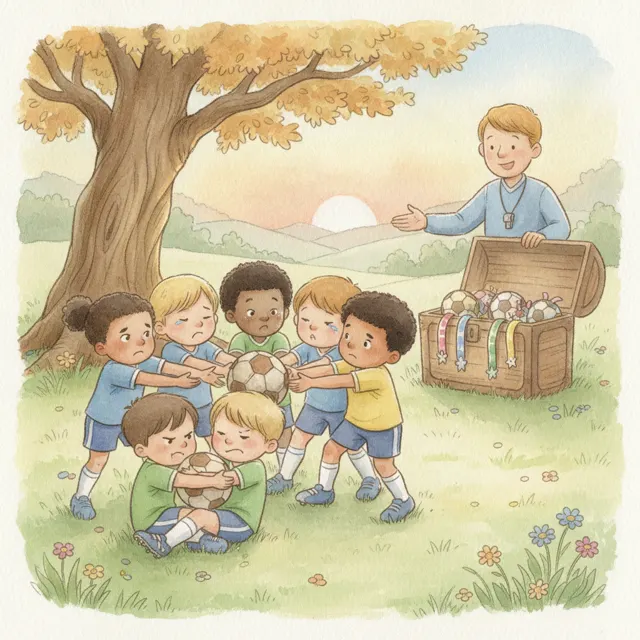 The Day the Team Shared the Game Ball story for kids illustration