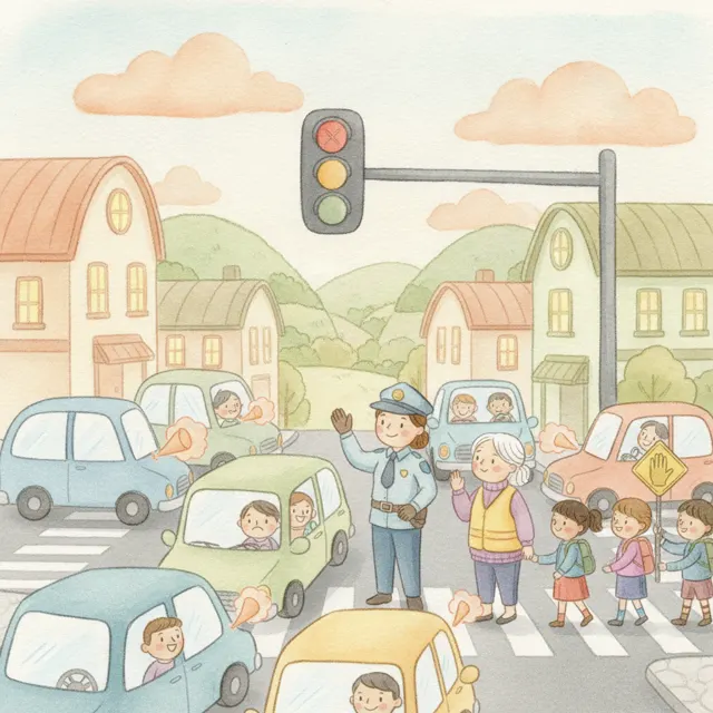 The Day the Traffic Light Went Out story for kids illustration