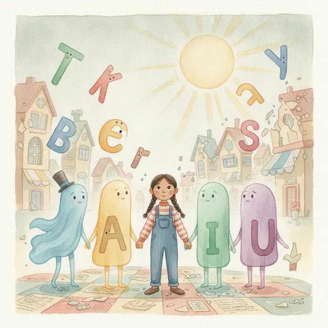 The Day the Vowels Went Quiet story for kids illustration