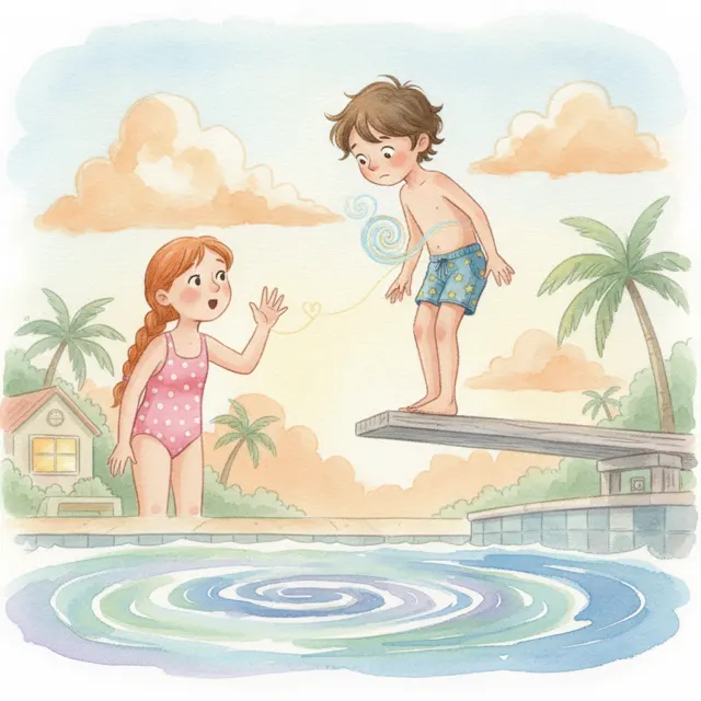 The Deep Breath Before the Dive story for kids illustration