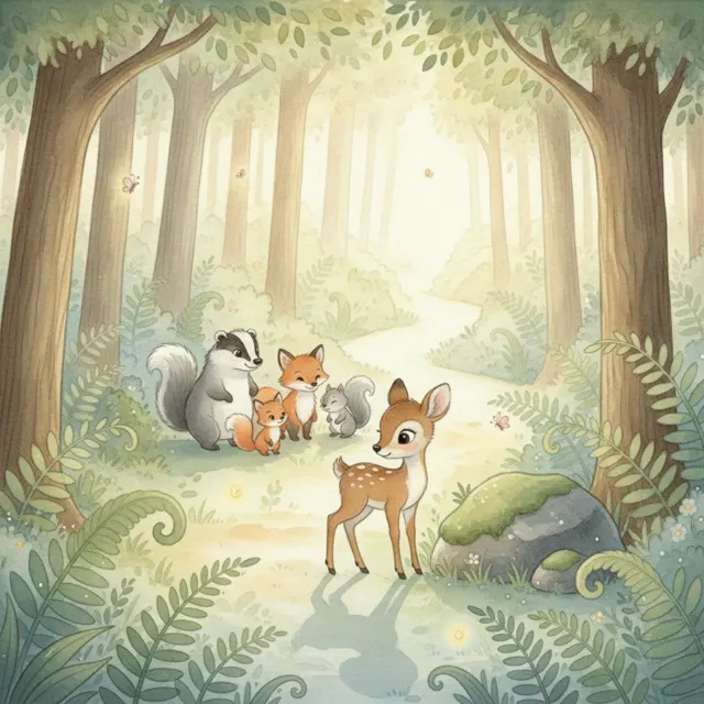 The Deer Who Shared the Shady Path story for kids illustration