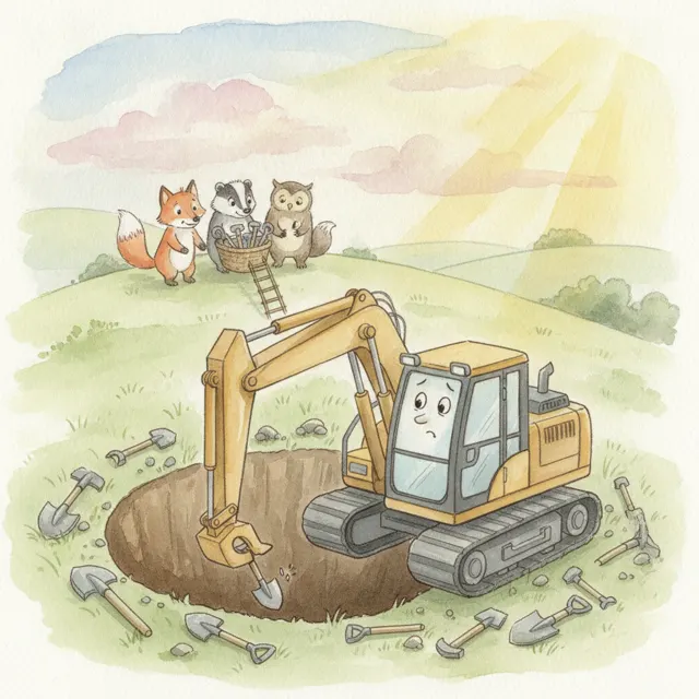 The Digger Who Dug Too Deep story for kids illustration