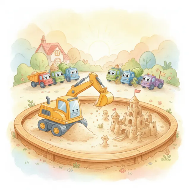 The Digger Who Shared the Sandpit story for kids illustration