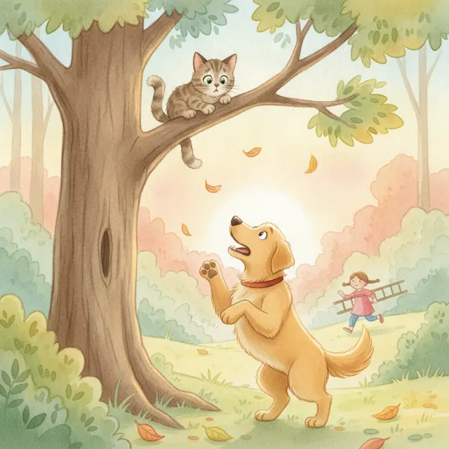 The Dog Who Helped a Cat story for kids illustration