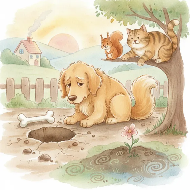 The Dog Who Kept Digging story for kids illustration